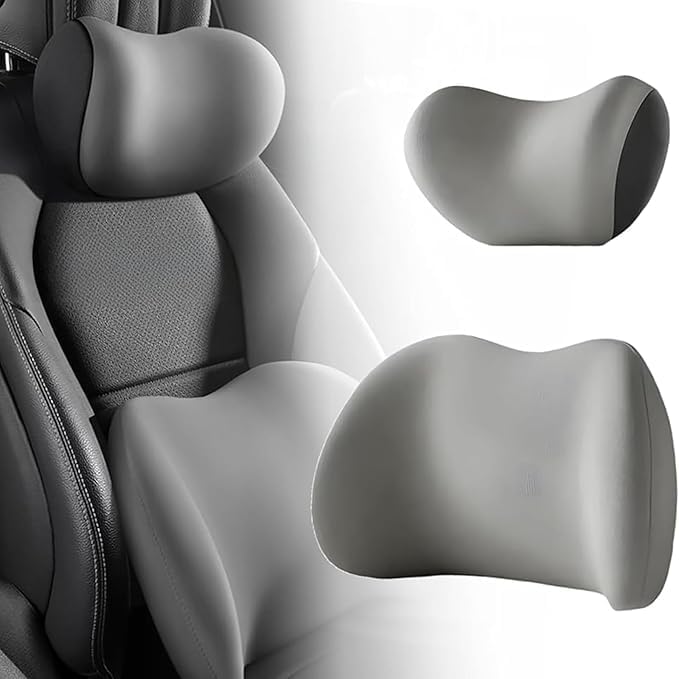 Image of Car Neck Rest Pillow for Head Rest Memory Foam Neck Support, Car Pillows and Cushions for Head & Neck Support in Travel for All Car Support (Combo Grey)
