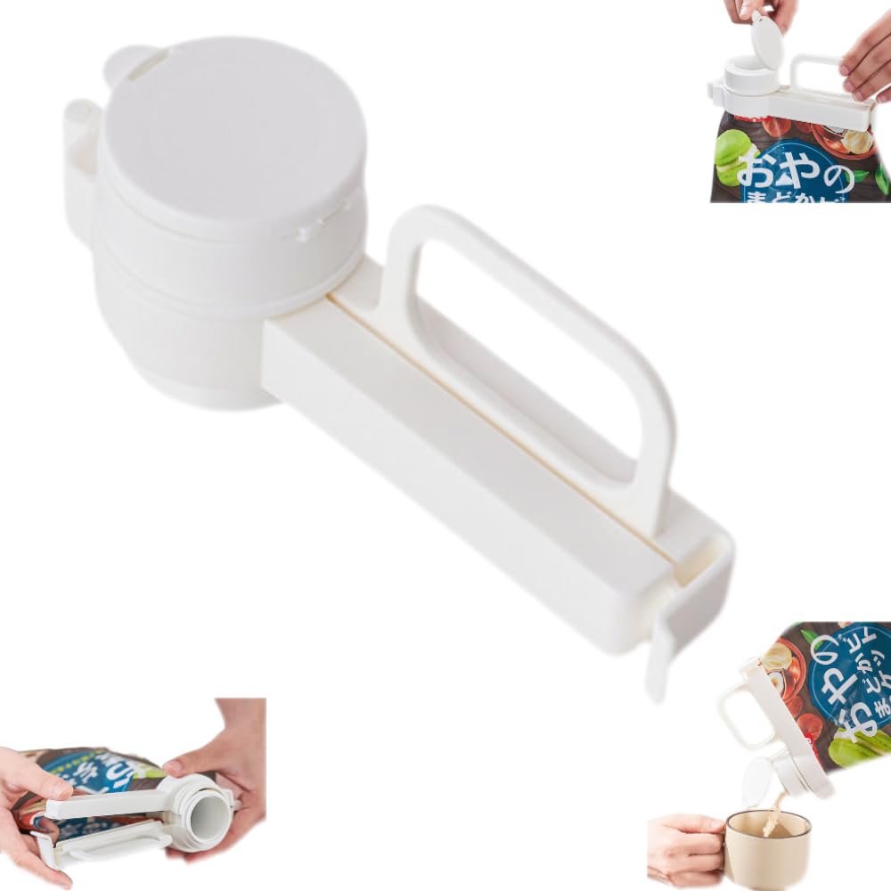 voleseni Food Bag Sealing Clip With Pour Spout, Reusable Plastic Cap Sealer Clips For Snack, Oatmeal, Coffee, Great Clips Bags For Kitchen,Seal And Pour Bag Clip,Versatile Food Clip With Spout. (1)
