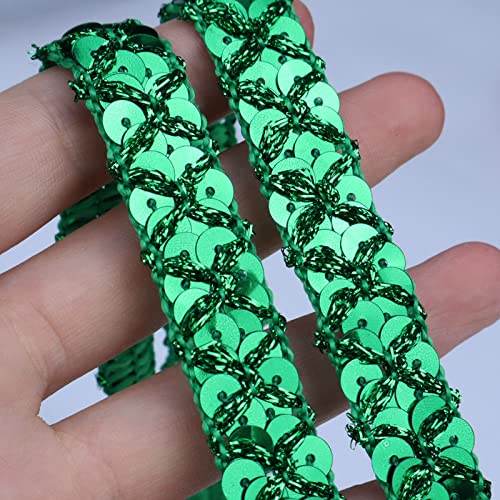 Sewdiytr Sequin Lace Ribbon Metallic Glitter Braid Trim For Sewing Christmas Home Decoration 10 Yards (Green) #TOP2