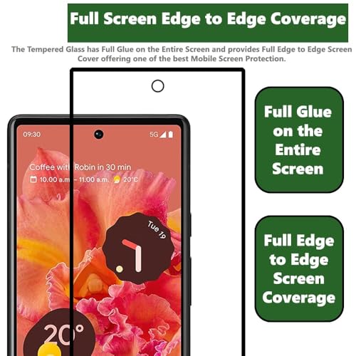 Image of Advanced Premium Tempered Glass Screen Protector Guard For Google Pixel 6 5G (Black, Pack of 1) Full Glue Edge to Edge Coverage with Easy