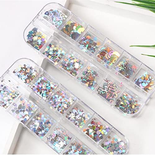 Image of 6PCS Nail Art Tool Jewelry Storage Box, 12 Compartments Plastic Rhinestone Organizer Container Case, Transparent Earrings Organizer Rectangular Jewelry Organizer (A)