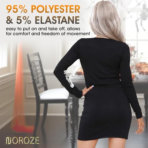 Skeleton Costume Adult Women | Red Blood Heart Skeleton Dress | Long Sleeve Bodycon Skeleton Outfit | Skull Bones Printed Ladies Halloween Costume Dress | Skeleton Top Tunic for Halloween Parties - Image 4