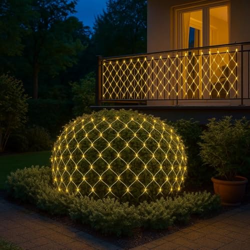 Image of K DK D 10 FT X 10 FT Net Mesh Light - 200 LED Warm Yellow Waterproof Serial String Light with Remote & 8 Modes | Mesh Curtain Lights for Balcony, Garden, Patio, Indoor Outdoor, Diwali Decoration