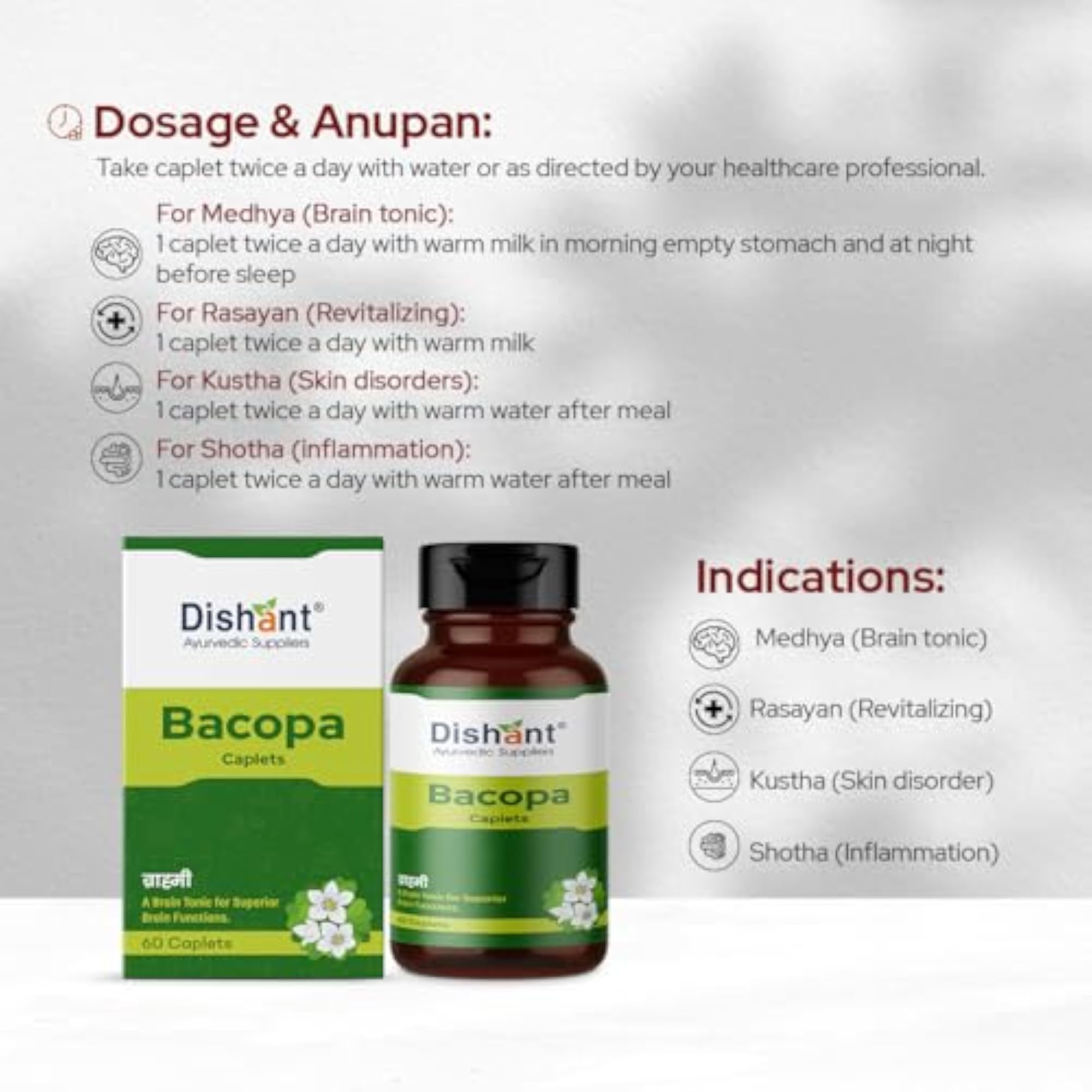 Dishant Bacopa Cognitive Function Tablets (60 Caplet)