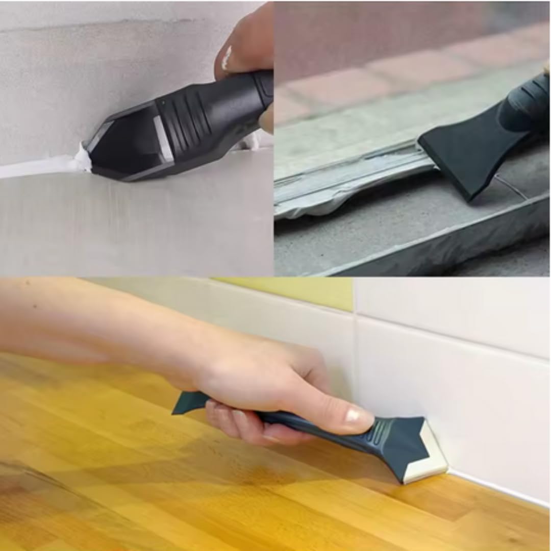 PARENCE. - Herramienta de lechada de silicona 3 en 1 - espátula y raspador de varias brocas para lechada, lechada, resina, acrílico - 5 puntas intercambiables - acabado perfecto