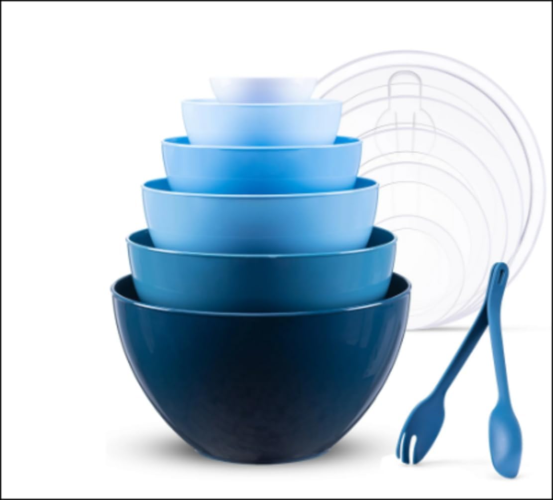 Heightened Mixing Bowl Set with Lids & Spoons, 14-Piece – Multi-Color