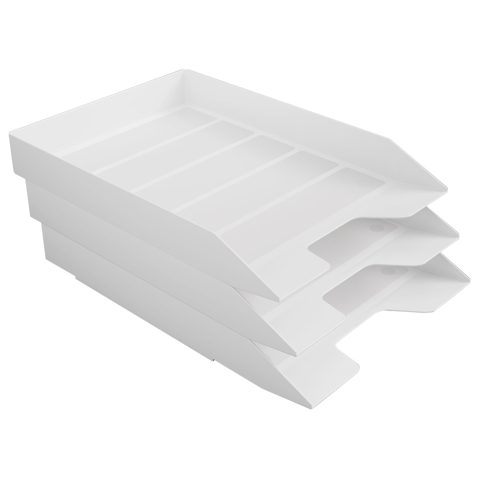 Acrimet Stapelbare Briefablage, 3 Etagen, Frontlader, Schreibtisch-Organizer, A4-Briefgröße, Kunststoff, Weiß