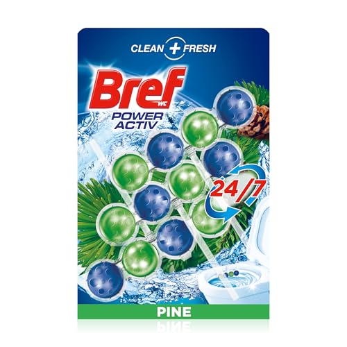 Bref Power Activ Natura Cesta WC (3 unidades), limpia baño para un WC siempre limpio y fresco, limpiador de baños con fórmula antical que elimina la suciedad
