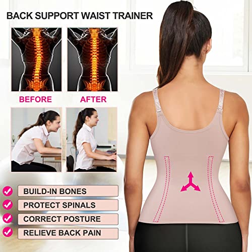 Nebility Women Waist Trainer Corset Zipper Vest Body Shaper Cincher