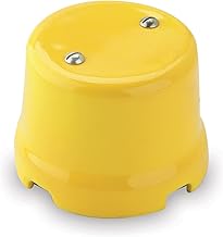 Amarcords - Caja de conexiones vintage de porcelana con 4 salidas. Cubiertas de cable y alambre de cerámica de color retro AMARILLO