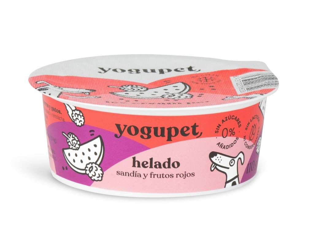 Yogupet Crème glacée pour chien et chat | Aide au système immunitaire | antioxydant | hautement hydratant | 4 x 110 g (4 x 110 g, pastèque et fruits rouges)