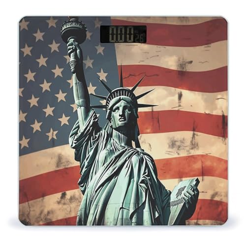 Báscula digital de baño con diseño Estatua de la Libertad y bandera Americana miniatura 1