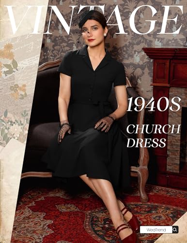 Wedtrend Women's Vintage Tea Dress, Short Sleeve Cocktail Party Dress Work Church Casual Dress2