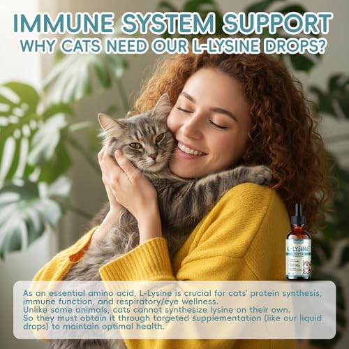 letollhold L-Lysine for Cats, Lysine Drops Immune Health Support, Promotes Eye & Nasal Wellness, Respiratory Function Supplement for All Cats, Easy Dropper Dispenser, Natural Chicken Flavor, 2 FLOZ — view 2