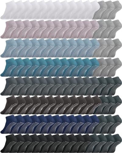 Image of Chuarry 60 Pairs Cotton Yoga Socks Non Slip Skid Sticky Socks for Women Elderly Hospital Pilates Ballet Barre