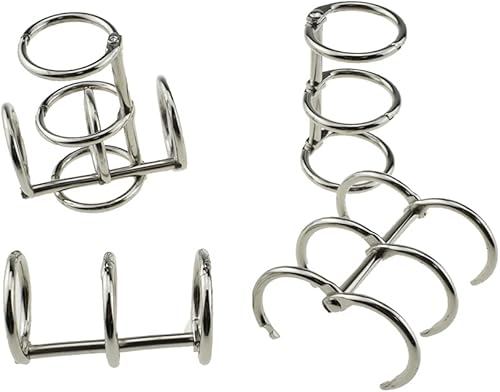 Miniatura 7 de HAHIYO 4 anillos de metal de 1.181 in de diámetro interior de 3 anillos de metal de hojas sueltas, anillo de libro de acero inoxidable con bisagras