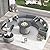 Amopatio Patio Furniture Set with Fire Pit Table, 12 Pieces Curved Patio Sectional Couch with Storage Armrest Table and 4 Pillows, Round Fire Pit Conversation Sets with Waterproof Covers (Grey)