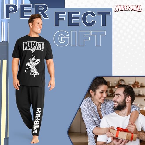 Marvel Spiderman Mens Pyjamas Set Nightwear T-Shirt Long Bottoms PJs Lounge Set M-3XL Men and Teenagers - Gifts for Men3
