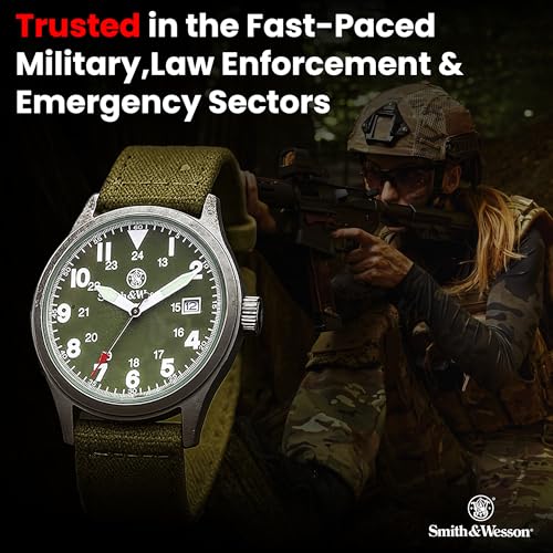 Image of Smith & Wesson Men's SWW-1464-OD Military Multi Canvas Analog Straps Watch