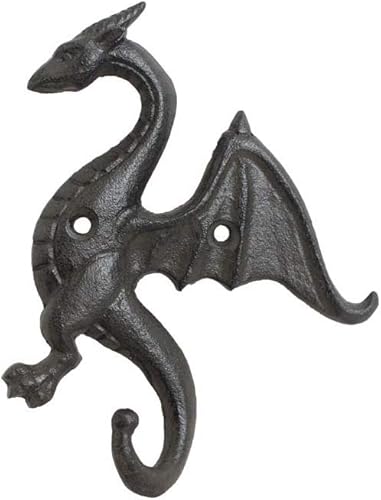 Ganchos de montaje en pared de dragón, decorativo, rústico, de hierro fundido, dragón, soporte de estante resistente para colgar abrigos, llaves,