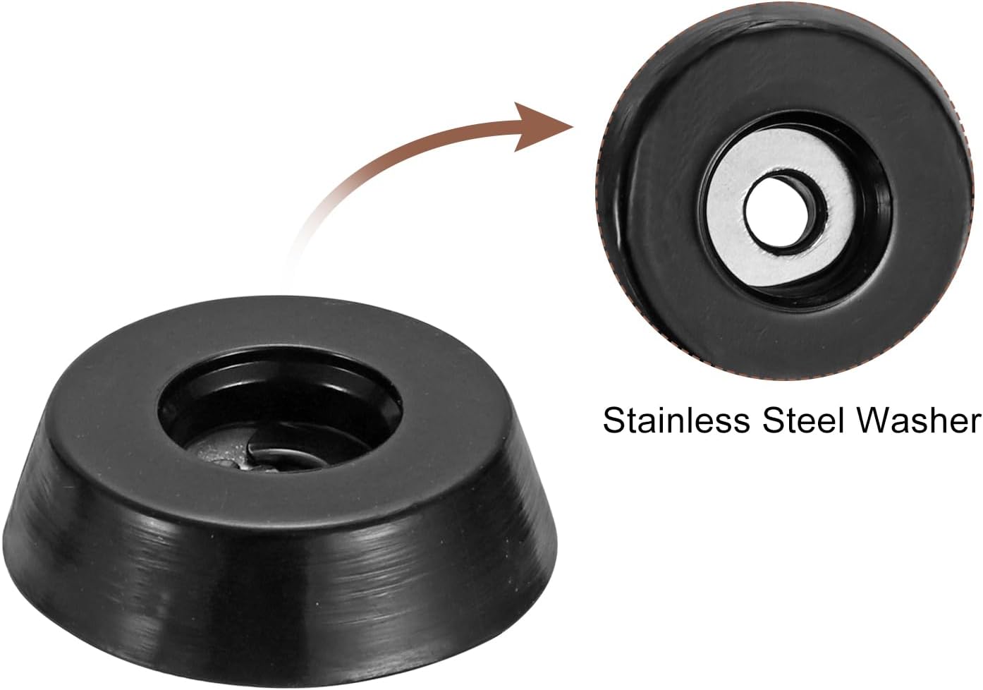 uxcell 100Pcs Rubber Bumper Feet, 0.2" H x0.71 W Round Pads with Stainless Steel Washer and Screws for Furniture, Appliances, Electronics