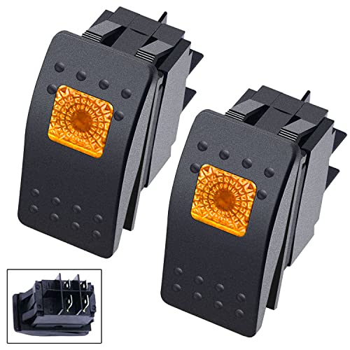 Taiss/2Pcs Boot Marine Beleuchteter Wippschalter 12V 20A 4Pin Ein/Aus mit gelber LED Auto Offroad Druckknopf Kippschalter RK1-06N-Y