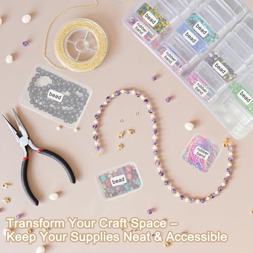 Image of 59 PCS Stackable Bead Organizer Box with Removable Cases, Labels & Handle | Clear Plastic Storage for Beads, Jewelry, Diamond Painting, Screws, Crafts, and Small Parts With Hinged lids