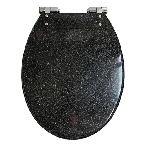 Abattant WC en résine noire scintillante anti-claquement haut de gamme
