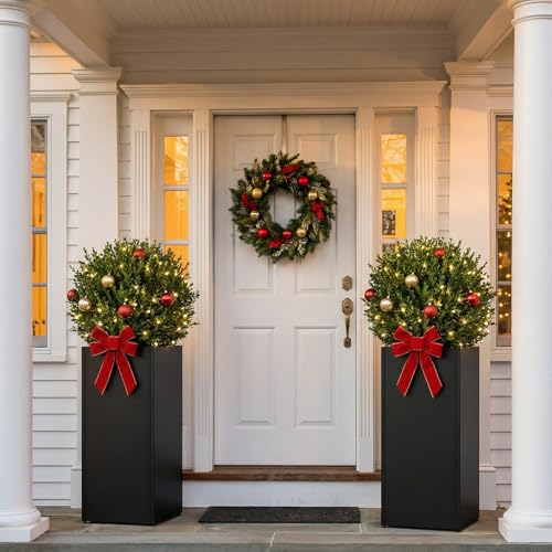 Set of 2 Planter Box Outdoor 30"H x 14.4"W x 13.6"D- Tall Planters for Outdoor Patio/Porch, All-Weather with Anti-dumping Kit, Durable Galvanized Steel, Modern Design for Plants, Flower, Garden - Image 3