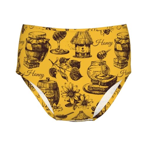 Hand Drawn Honey Sketch Girls' Underwear Soft Cotton Little Girls Panties Comfort Briefs