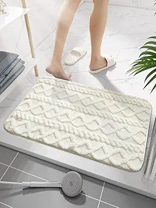 HomeCloud Bath Mat | Floor Mat | Step into Luxury and Safety with Our Non-Slip, Washable, and Soft Floor Mat - Transform Your Shower & Bathroom | 60x40cm(Classic_White)