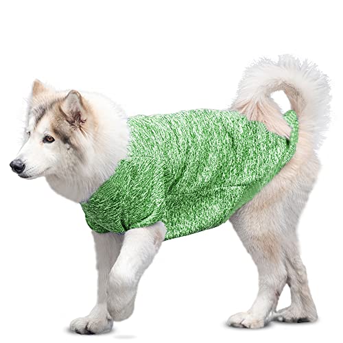 YAODHAOD Vêtements pour chien de grande taille, pull en tricot doux, épais et chaud pour chiens de grande taille, pull d'hiver pour chiens (5XL, vert)