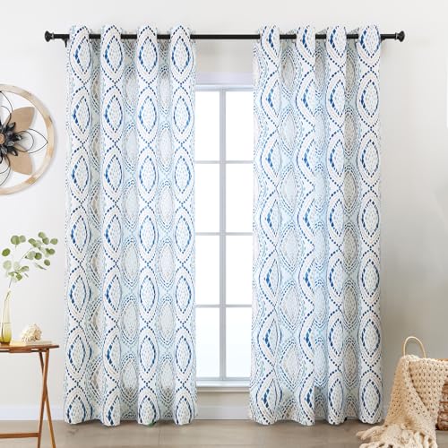 L.Z.E Privacy Boho Curtains 84 Inches Long 2 Panels Set Geometric Pattern Light Filtering Non-See-Through Curtains & Drapes for Living Room Bedroom...