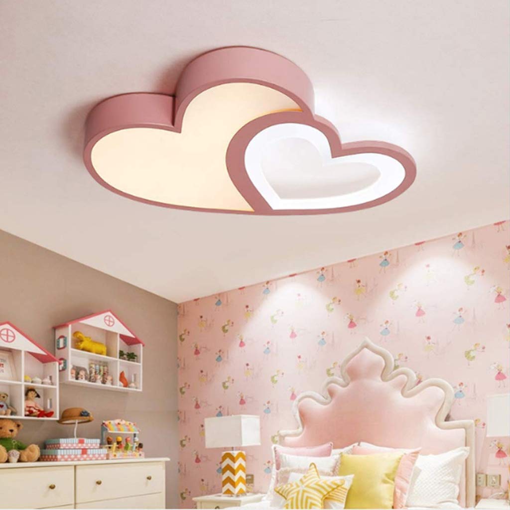 Soffitto Del LED Luce Della Lampada Vivaio Dimmerabili Telecomando Plafoniera Creativa Moderna Romantica Forma Di Design Rosa Lampadario Cuore Luci Decorazione Acrilico Ragazza Ragazzo Camera Letto