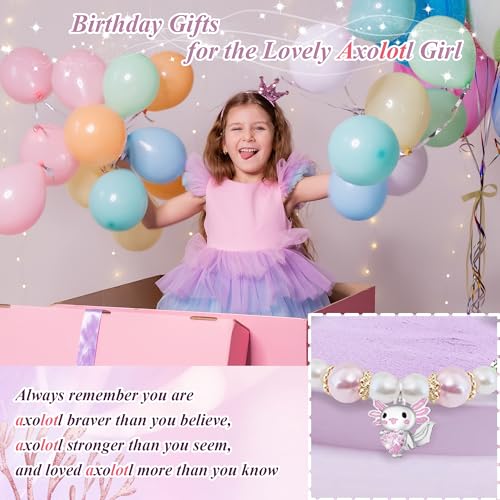 Axolotl Bracelet for Girls, Cute Axolotl Gifts for Girls as Halloween Gifts, Gift for Daughter Granddaughter Niece, Adjustable Girls Bracelet Axolotl Stuff with Card Kawaii Gift3