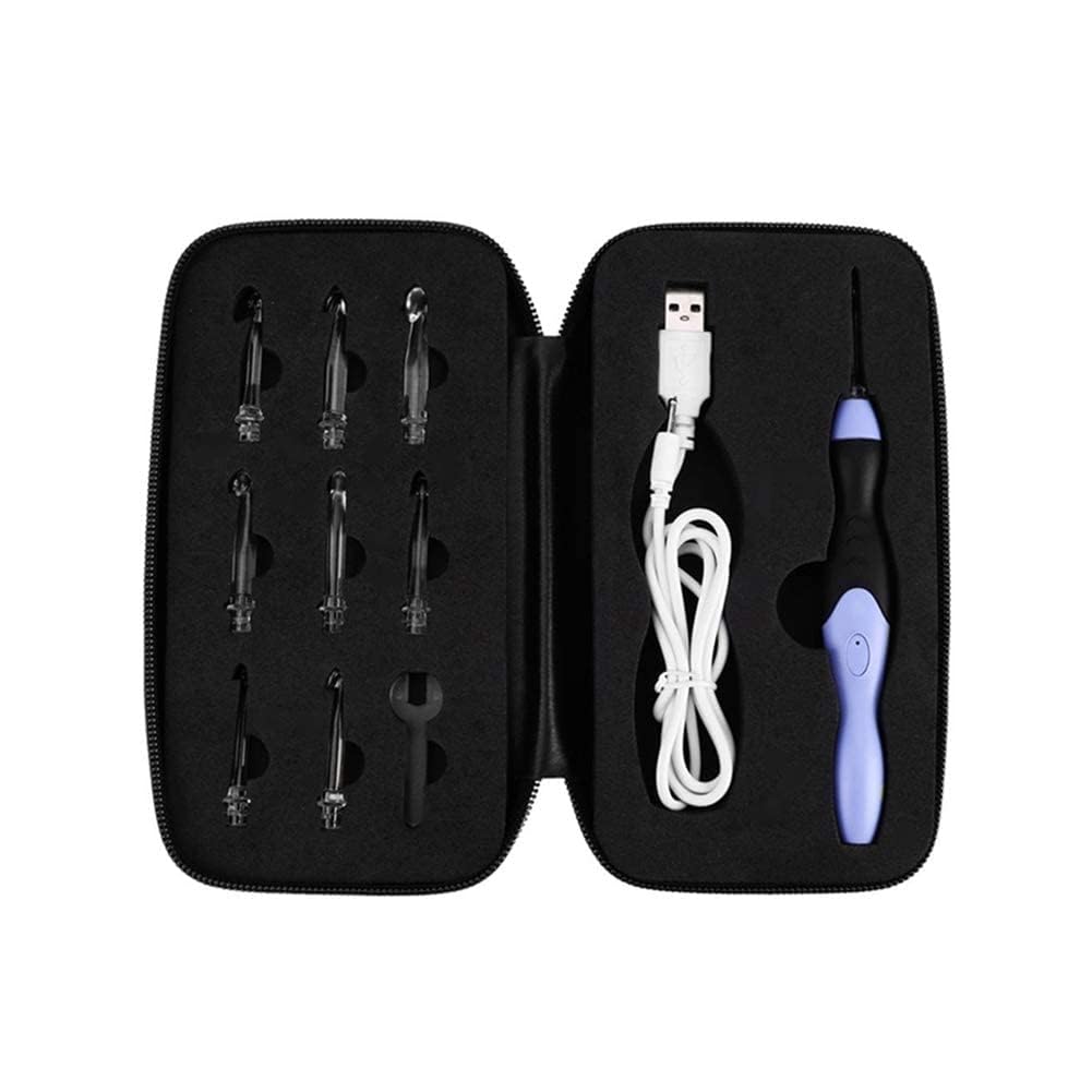 Crochet Hook USB Rechargeable LED Light Up Crochet Hook Set Knitting Tool Knitting Needles Tools Kit with Replaceable Tips 2.5-6.5MM