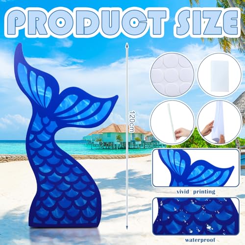 Image of DoubleFill 2 Pcs 4 Feet Mermaid Tail Cardboard Cutout Standup Lift Size Under the Sea Ocean Mermaid Theme Party Decorations Backdrop Fish Stand up Aqua Animal Photo Props Back Drops for Party Decor