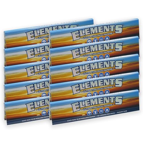 Elements King Size Rolling Papers / 32 Longpapers pro Packung (10 Packungen)