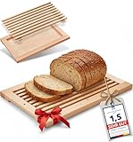 FEINHOLZ Brotschneidebrett mit Krümelfach aus Buchenholz 40cm x 25cm Made in Europe, Bread cutting board, Brotschneidebrett mit Krümelrost, Brot Schneidebrett mit Auffangschale, Brotbrett Holz