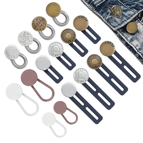 16 Pcs Button Extender for Jeans & Pants Adjustable Pants Waist Button Extenders 1-1.8 Inches for Women Men 5 Colors Pant Waistband Expanders