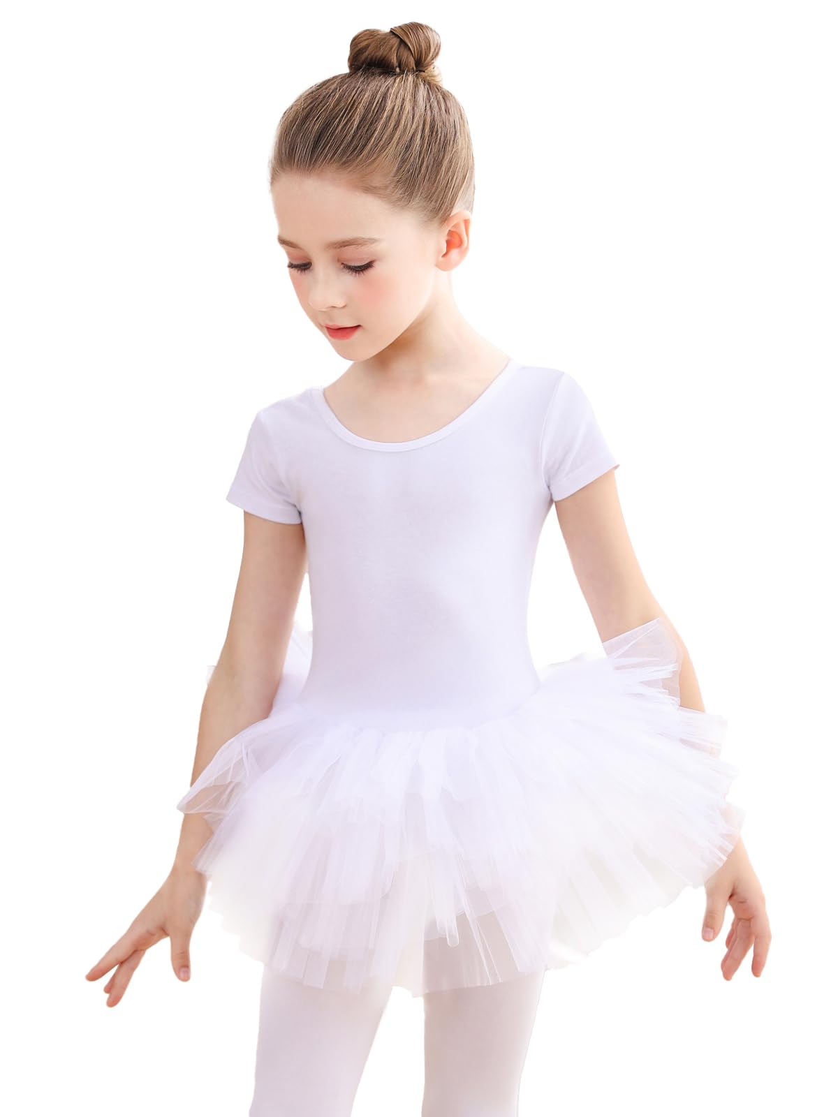 EASTBUDDY Ballet Dress for Girls,Toddler Dance Leotard with Tutu Skirt Short/Long Sleeve Ballerina Outfit