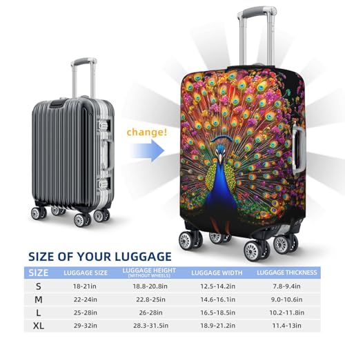 Peacock With Flowers Feathers Elastic Travel Luggage Covers Dustproof Scratch-Resistant Suitcase Protector Fit 22-24 Inch4