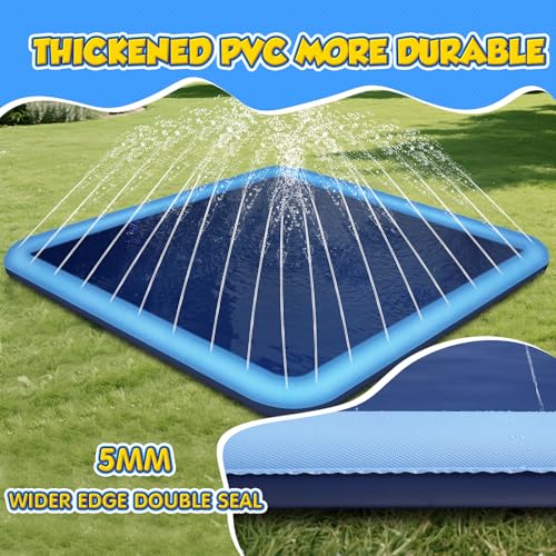 Haozozo Wasserspielzeug Kinder Outdoor Spiele mit Antirutschfunktion, 200CM Wassersprinkler Kinder Splash Pad, Gartenspielzeug Kind Sprinkler und Hundepool(Quadratisch 200cm)