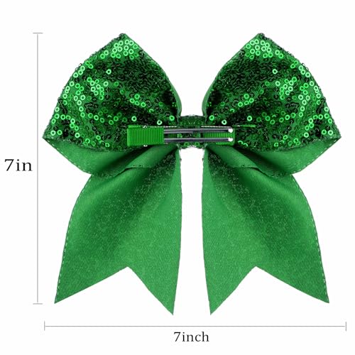 Lazo de 7 pulgadas verde Navidad con brillo para peinados de fiestas y eventos 6