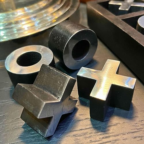 Jogo Velha Tic Tac Tabuleiro Metal Prata e Madeira Decoração