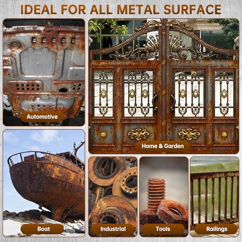 Image of Rust Converter & Metal Primer, 2-in-1 Black Rust Remover Paint Water-Based Metal Preventive Coating Heat Resistant UV Stable for Automotive, Industrial, Indoor Outdoor Use, Trailers, Fences, 35oz