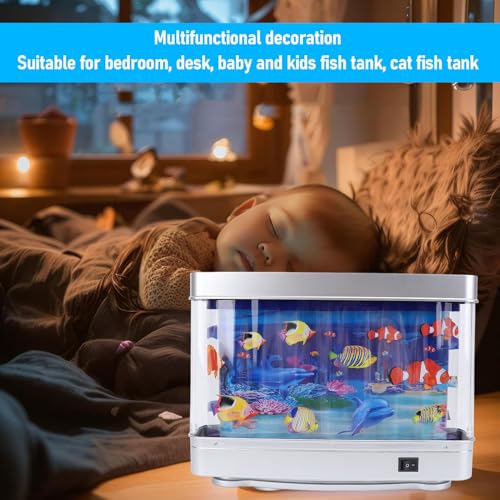 Fake Fish Tank Mini Aquarium, Artificial Fish Lamp Aquarium, Virtual Ocean Moving Fish Night Light, for Kids and Adults - Thumbnail 2