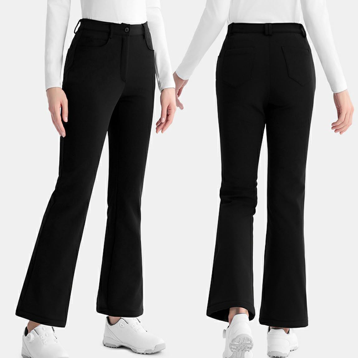 Pantalon De Golf pour Femme en Polaire d'hiver Pantalon Habillé Évasé Chaud Pantalon De Travail Extensible Joggers