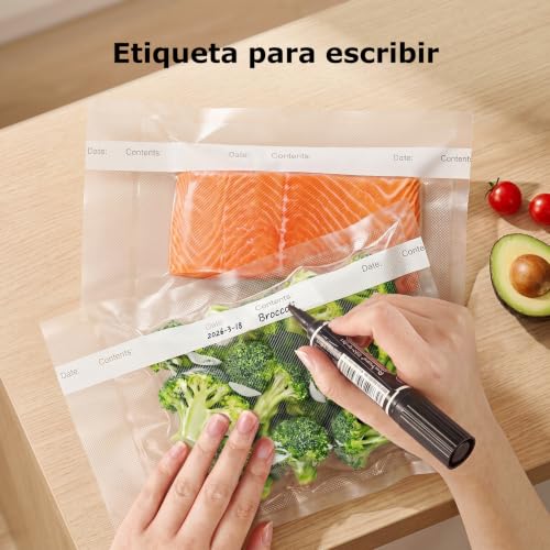 Miniatura 8 de Bonsenkitchen Rollos Al Vacio Para Envasadora Al Vacío, 2 Rollos 28 X 600cm Bolsas De Vacio Gofradas Para Conservación De Alimentos Y Sous Vide Cocina Boilable, Bpa Free, Vb3207