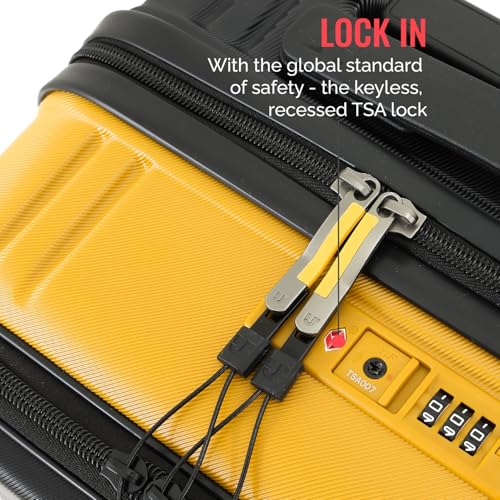 Image of Urban Jungle by Safari Hold-All Premium Small (55cm) Trolley Bag with Laptop Compartment, Polycarbonate Cabin Suitcase with 8 Silent Wheels & TSA Lock,Hardside Travelling Luggage for Men&Women(Yellow)